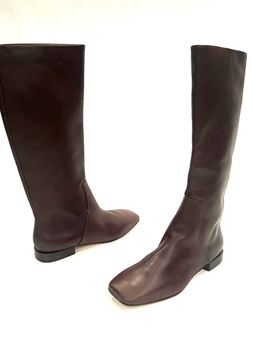 Bernardo Barnes Brown Leather Knee High Square Toe Flat Riding Boots Womens 11 - Picture 2 of 7